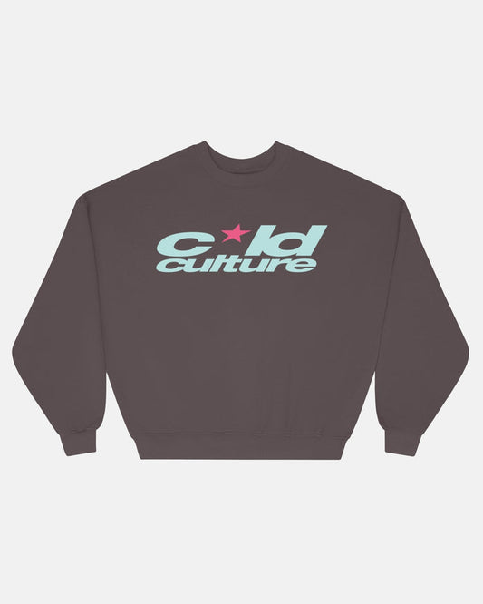 HARPER CREWNECK PURPLE AND BABY BLUE - purple logo print crewneck sweatshirt, front view - Cold Culture