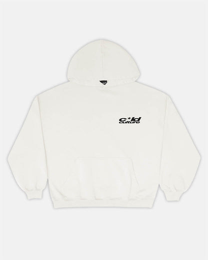 HEART ASHTRAY HOODIE GREY - cream graphic print hoodie, front view - Cold Culture