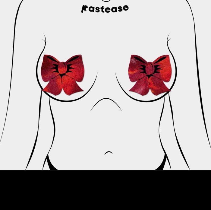 Holographic Red Bows Nipple Pasties - Intimate Whispers