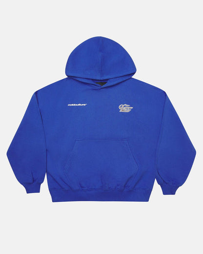 HYPERCHROME HOODIE ELECTRIC BLUE - blue oversized hoodie, front view - Cold Culture