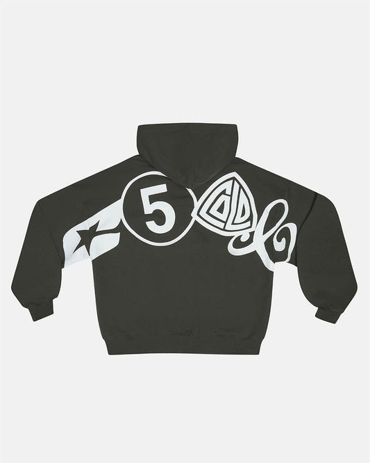 ICONIC COLD HOODIE GREY - dark grey graphic print hoodie, back view - Cold Culture