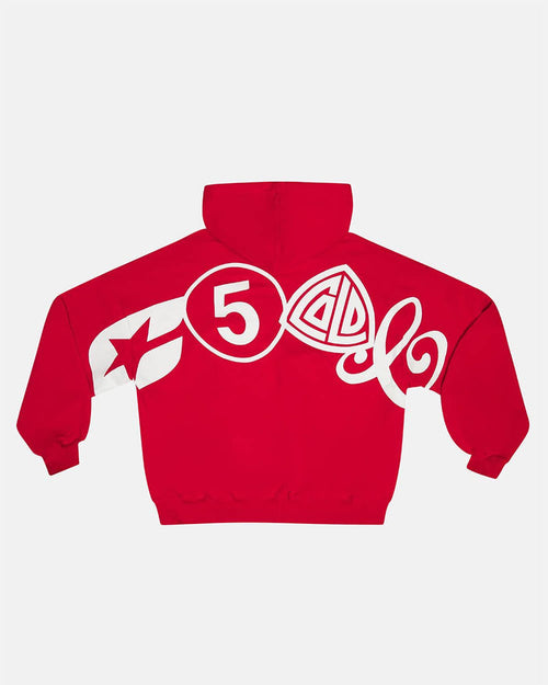 ICONIC COLD HOODIE RED - red graphic print hoodie, back view - Cold Culture
