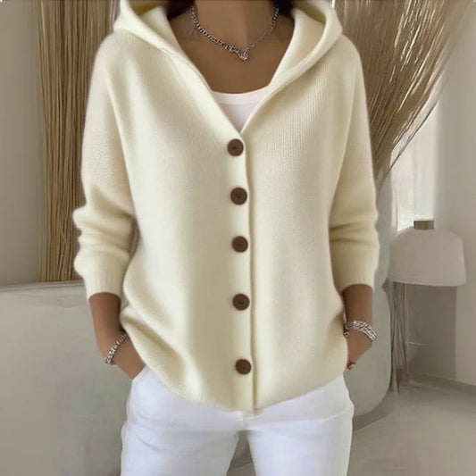Julot - Cardigan femme en coton, uni, confortable et décontracté, à manches longues