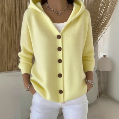 Julot - Cardigan femme en coton, uni, confortable et décontracté, à manches longues