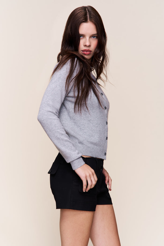 June Relaxed Wool Cardigan in Heather Grey