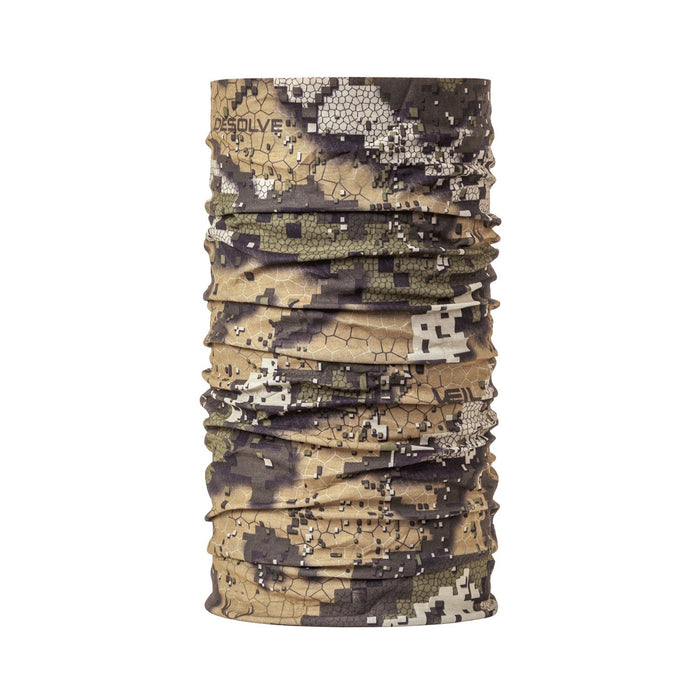 A neck gaiter with camouflage pattern