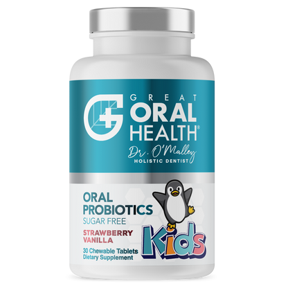 Kids Dental Oral Probiotics with BLIS K12 & M18 – 7 Strains, 3 Billion CFU (Strawberry-Vanilla Flavor)
