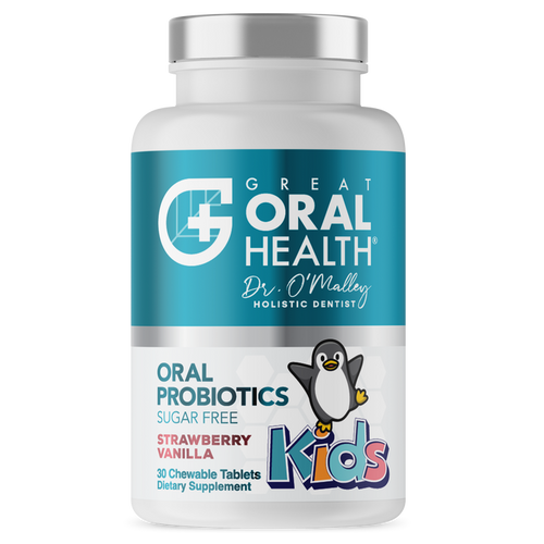 Kids Dental Oral Probiotics with BLIS K12 & M18 – 7 Strains, 3 Billion CFU (Strawberry-Vanilla Flavor)