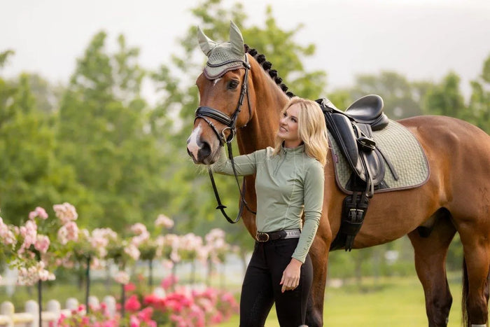 LeMieux SS24 Classique Suede Dressage Square - Jay Blue - Large