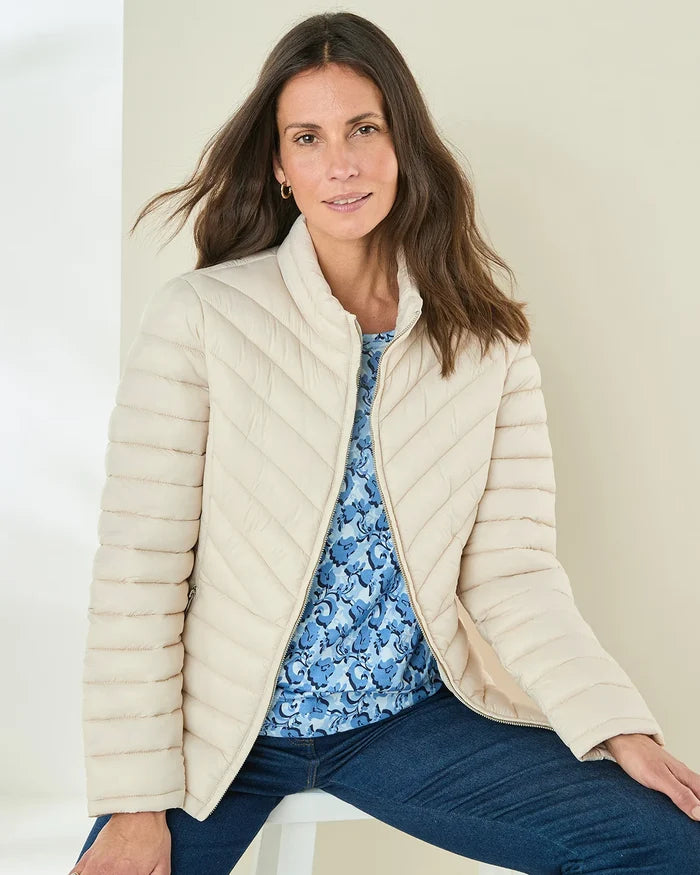 Lightly Padded Quilted Jacket - Stone