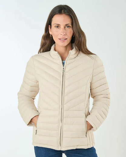 Lightly Padded Quilted Jacket - Stone
