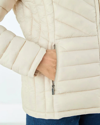 Lightly Padded Quilted Jacket - Stone