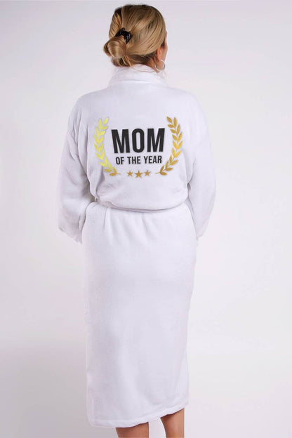 LUXE PLUSH ROBE - Mom of the year (White) - Intimate Whispers