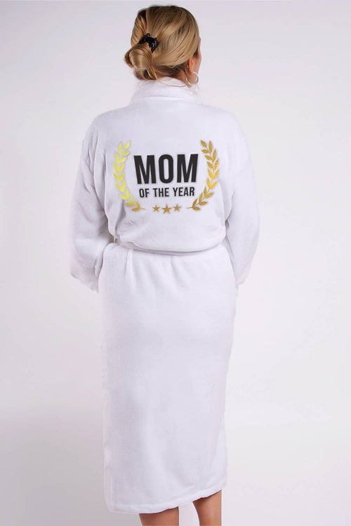 LUXE PLUSH ROBE - Mom of the year (White) - Intimate Whispers