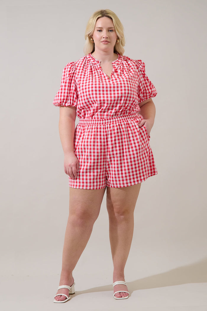 Macon High Waisted Shorts Gingham Curve