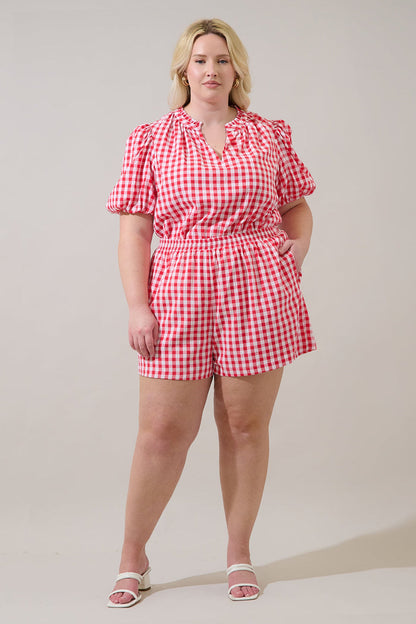 Macon High Waisted Shorts Gingham Curve