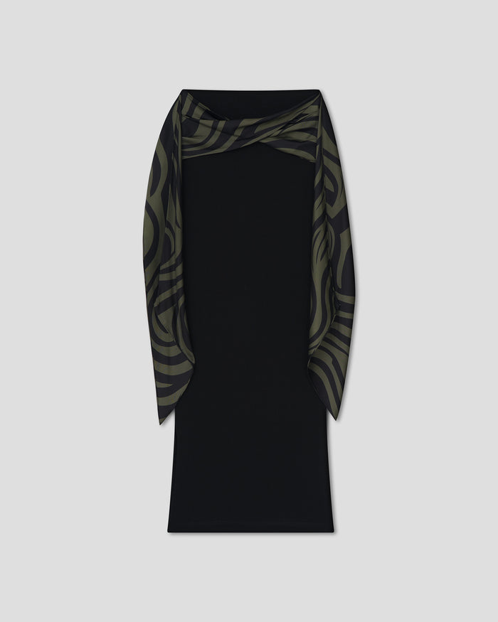 Maltha - Midi skirt - Black/Midnight Green Swirl