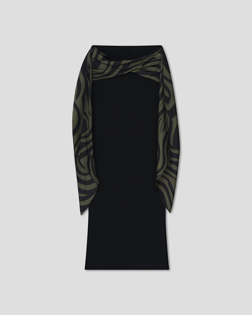 Maltha - Midi skirt - Black/Midnight Green Swirl