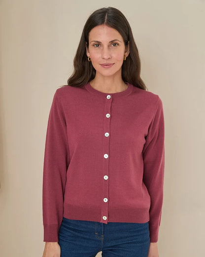 Merino Short Cardigan - Rosewood