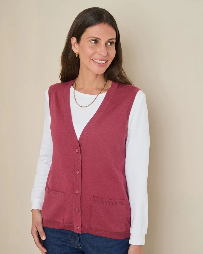 Merino Waistcoat - Rosewood