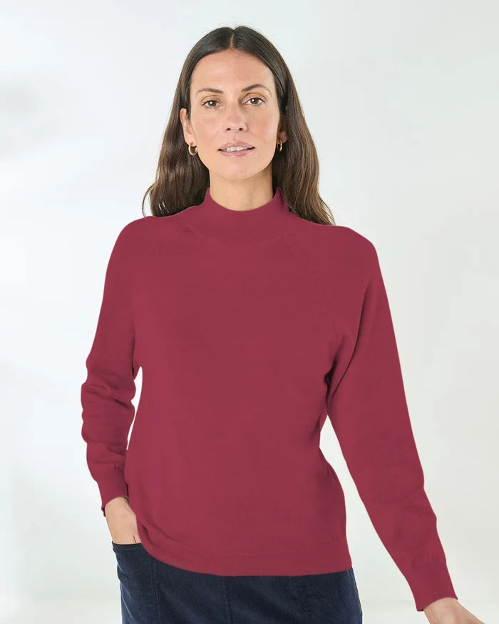 Merino Wool Turtle Neck Jumper - Rosewood