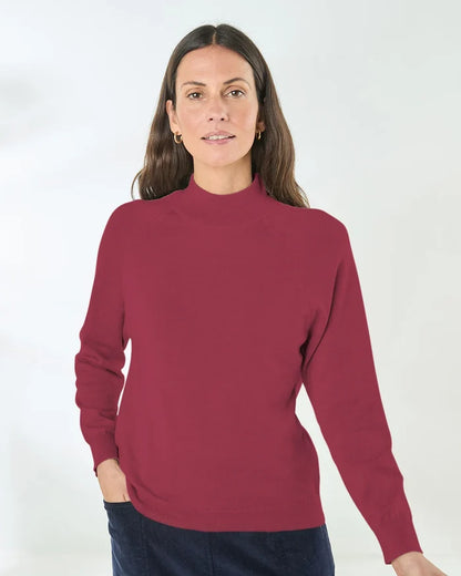 Merino Wool Turtle Neck Jumper - Rosewood