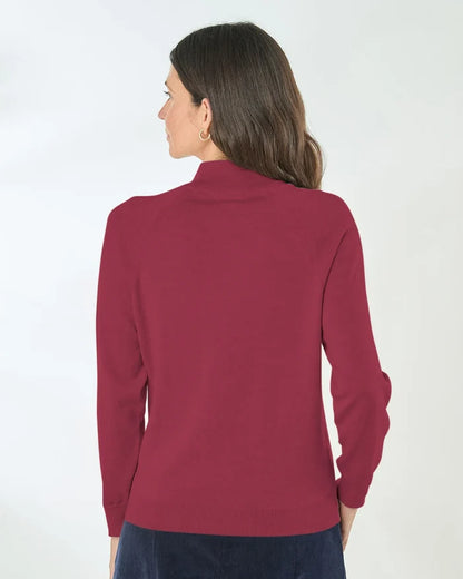 Merino Wool Turtle Neck Jumper - Rosewood