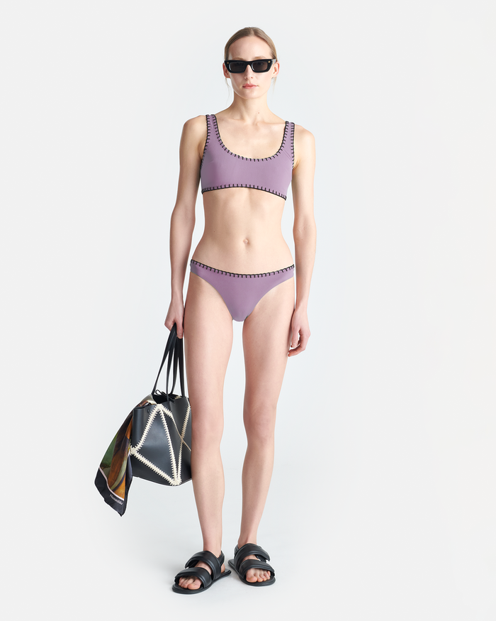 Merve - Recycled nylon bikini bottoms - Lilac/Black