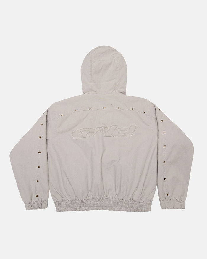 MIKE HOODED JACKET GREY - grey hooded jacket, back view - Cold Culture