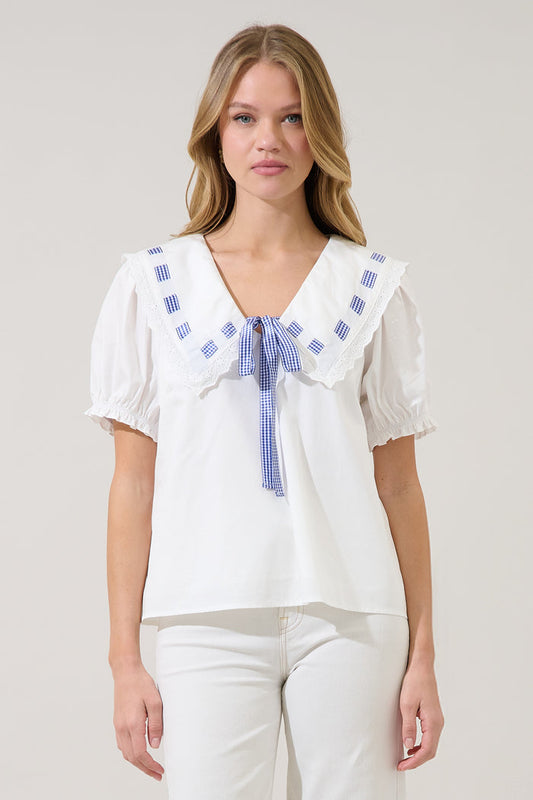 Miriam Gingham Sailor Top