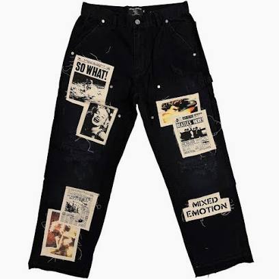 Mixed Emotion - Newspaper Pant - Black