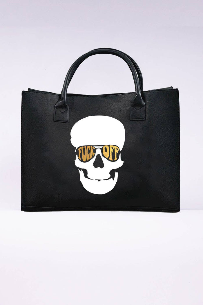 MODERN VEGAN TOTE - Skull F off (Black) - Intimate Whispers