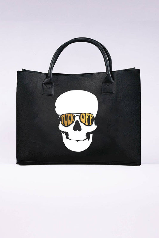 MODERN VEGAN TOTE - Skull F off (Black) - Intimate Whispers