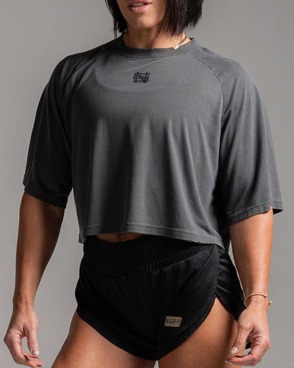 MOTO CROP TEE - BLACK