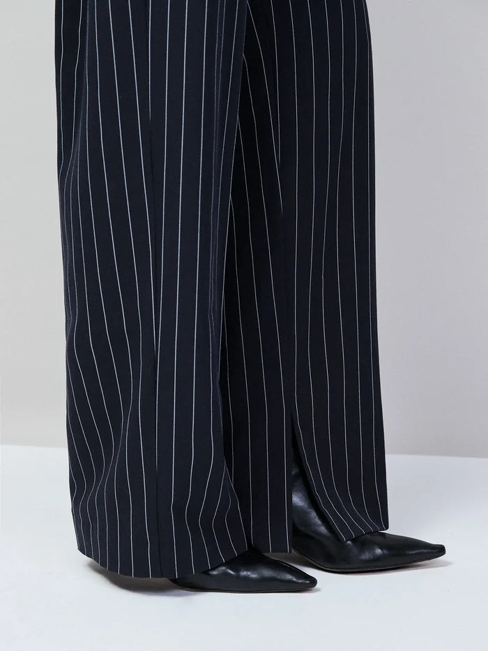 Navy Pinstripe Tailored Trousers