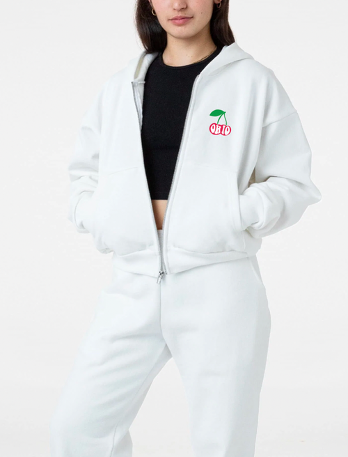 Ohio Cherries Oversized Crop Zip Up - Recess Apparel LLC
