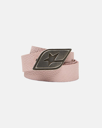 ORIGINAL LEATHER BELT PINK CROCODRILE - pink croc leather belt, flat lay - Cold Culture