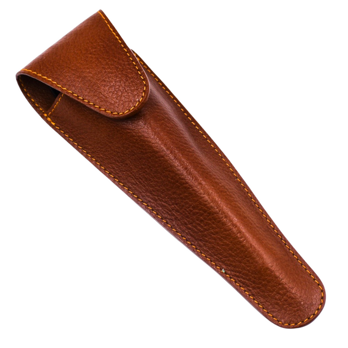 Parker Saddle Brown Leather Cartridge Razor Travel Case