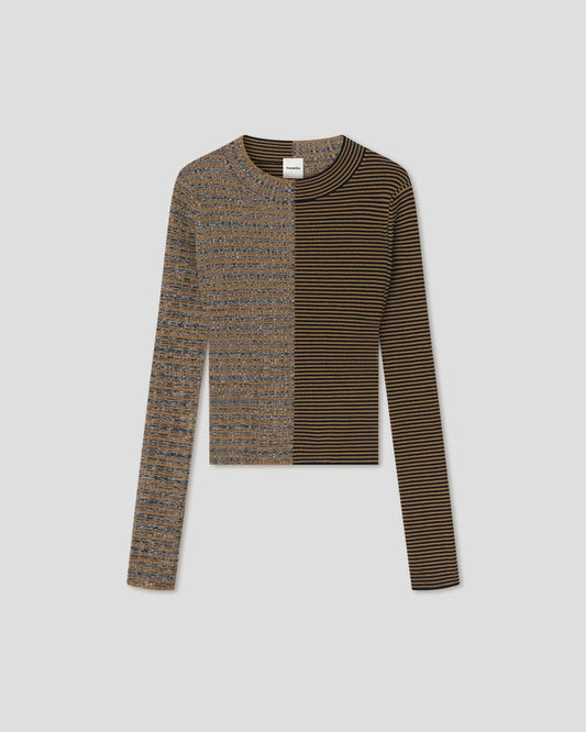 Perrie - Turtleneck top - Curry Stripe/Spacedye
