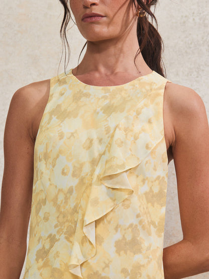 Petite Layla Buttermilk Floral-Print Ruffle-Detail Dress