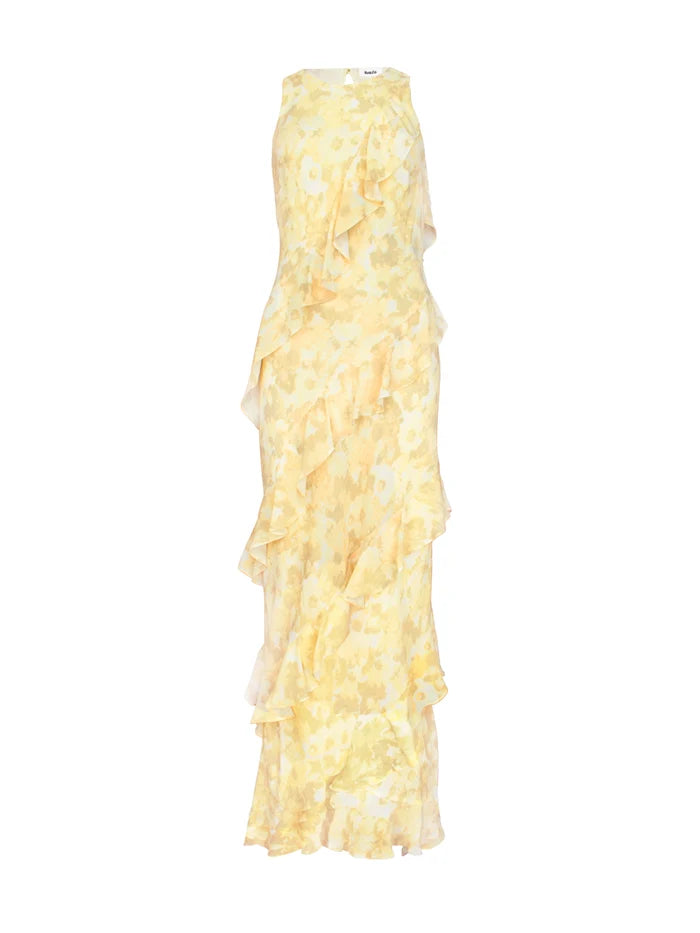 Petite Layla Buttermilk Floral-Print Ruffle-Detail Dress