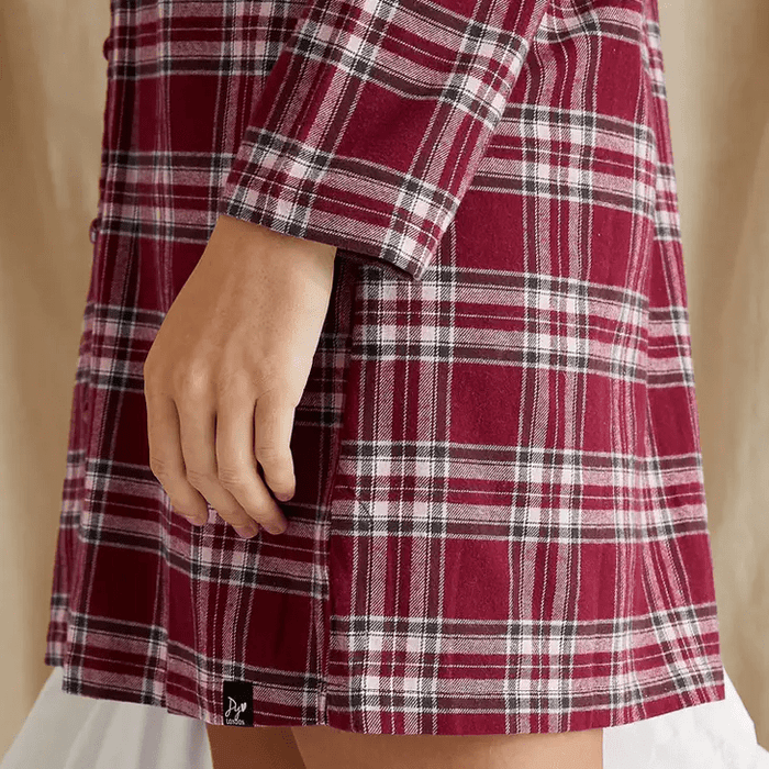 Plaid Nightshirt In Bordeaux - Intimate Whispers