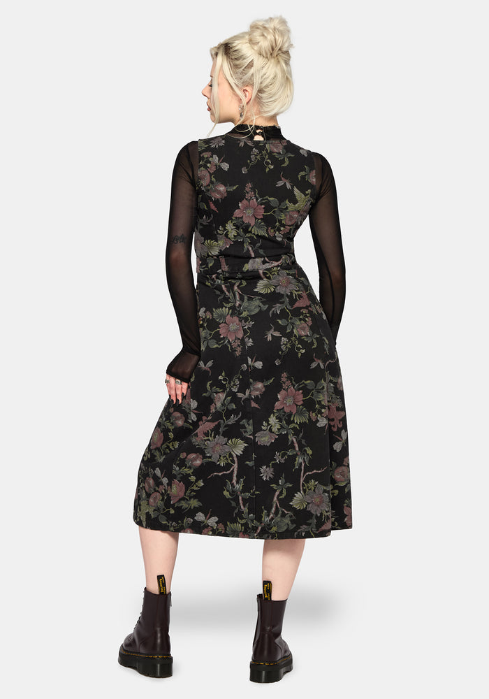 Poison Eden Print Denim Midi Dress