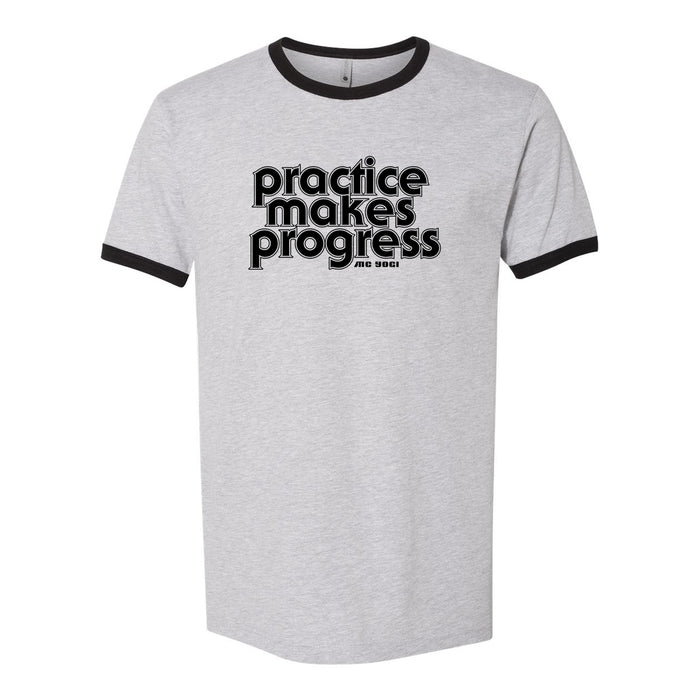 mc yogi Practice Makes Progress - Grey/Black Ringer Tshirt