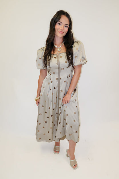 Pretty Little Things Silky Polka Dot Pleated Midi Dress - The Pink Tulip Clothing