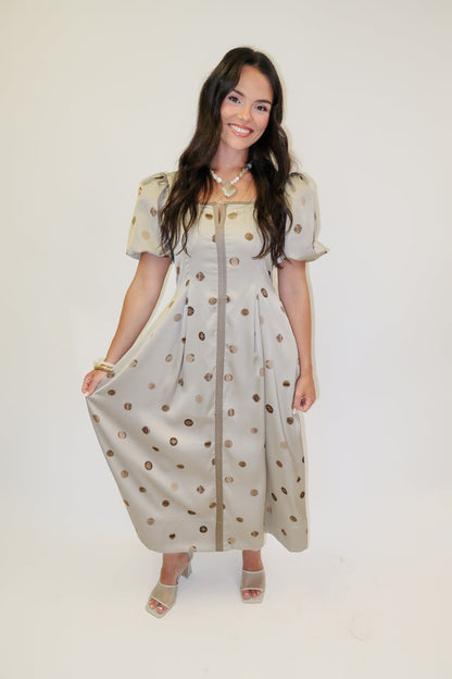 Pretty Little Things Silky Polka Dot Pleated Midi Dress - The Pink Tulip Clothing