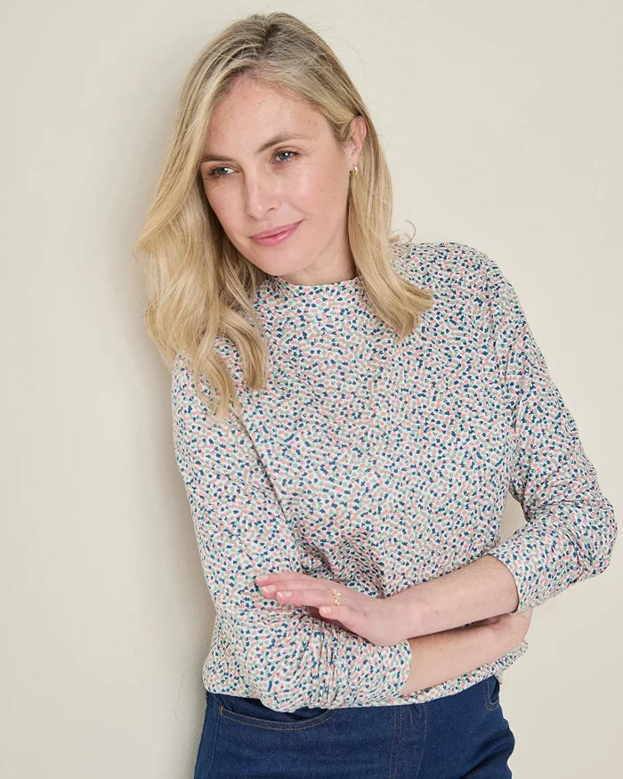 Printed Long Sleeved Cotton Turtle Neck Top - Matilda