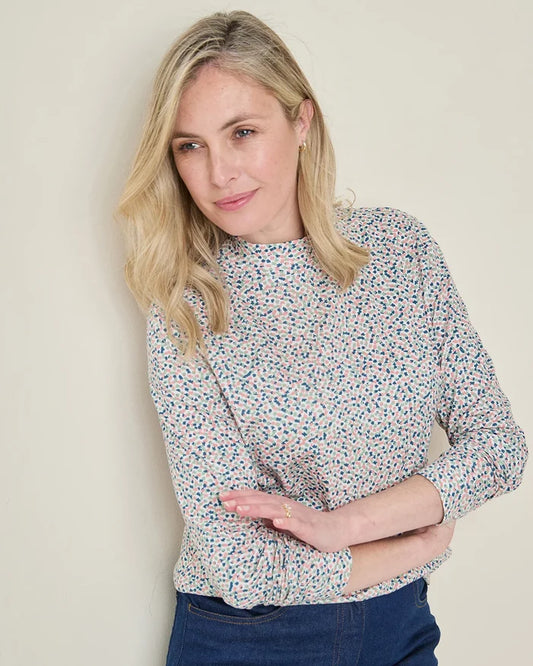 Printed Long Sleeved Cotton Turtle Neck Top - Matilda