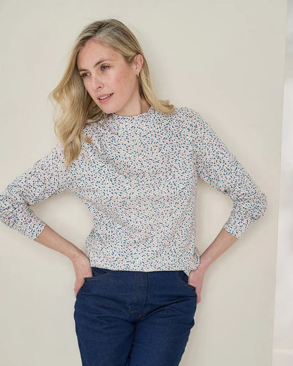 Printed Long Sleeved Cotton Turtle Neck Top - Matilda