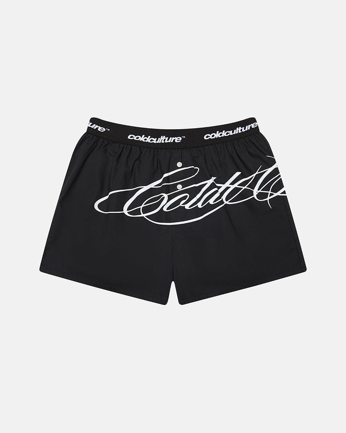SCRIPT BOXERS PACK RED/ BLACK - red and black script print boxers, front view - Cold Culture